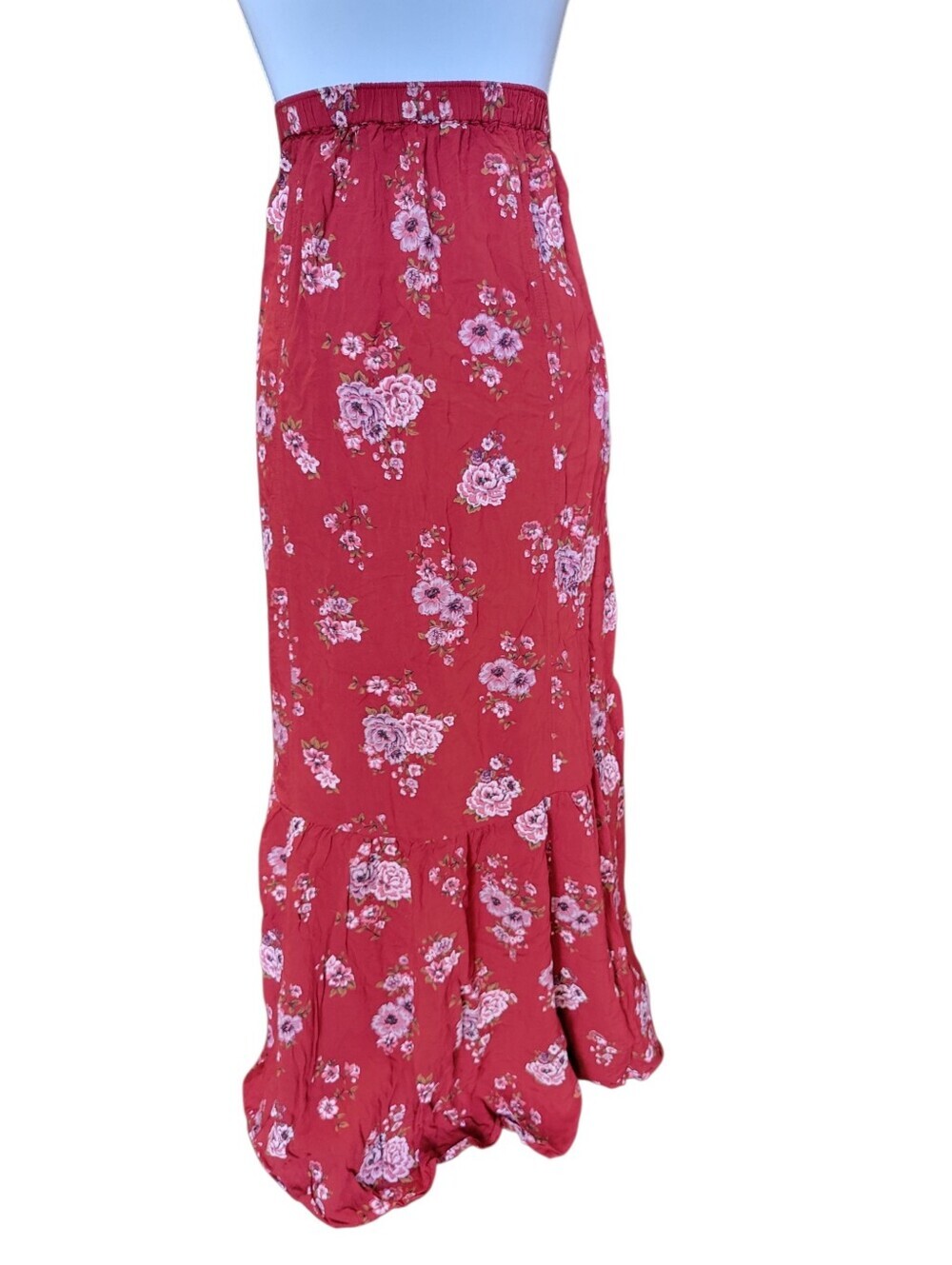American Eagle Red Floral Button Front Maxi Skirt - Picture 5 of 8